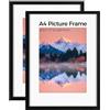 LUOJINYI 2 Cornice portafoto A4 (21 x 29,7 cm), formato DIN A4, con vetro acrilico, in legno, per montaggio a parete, orizzontale o verticale, per disegni di bambini, opere d'arte (nero)