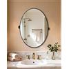 Artloge Specchio Angolo Arrotondato Girevole ±9° Telaio in lega di alluminio 50x70cm Nero Ovale
