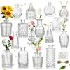 UCAMP Set di 16 mini vasi in vetro, vasi in vetro vintage, piccoli vasi per decorazioni da tavolo per matrimoni, piccoli centrotavola con rose, per decorazione da tavolo, casa, matrimonio
