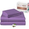 Pizuna Linens Pizuna Set lenzuola letto king size Cotone 160x200 cm Viola, 400 fili con trama Sateen in 100% Cotone a fiocco lungo Completo lenzuola con 1 lenzuolo con angoli, 1 lenzuolo sopra, 2 federe