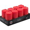 Hofer Candele Rosse a Colonna - 4,5 x 9 cm - Set di 8 Piccole Candele Decorative Cilindriche - Colore Rosso - Lunga Durata di 12 Ore - Cera Antigoccia - Non Profumate - Qualità RAL