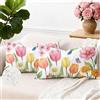 Brylleii Set di 2 Federe Cuscini per Divano 30x50 Impermeabili Esterno Fodere per Cuscini Decorativi con Cerniera Finto Lino Floreale Copricuscini Decorativa Vintage per Giardino Patio Soggiorno