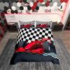 Loussiesd, set di biancheria da letto per bambini, adolescenti, uomini, Formula 1, motivo geometrico, sport estremi, decorazione d'interni, 2 pezzi, per letto singolo, con cerniera
