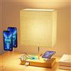 GLUROO Lampada da Comodino con Ricarica Wireless, 2 Porte USB, Controllo Touch abat jour ,Dimmerabile a 3 vie Lampada da Tavolo a LED per Lettura,Soggiorno,Ufficio