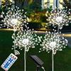 XRR Luci Solari per Giardino, 4 Pezzi 120 LED Solare Fuochi D'artificio IP65 Impermeabile 8 Modalità Luce Solare Led Esterno per Giardino Sentieri Terrazze Prato Natale Décor(Bianco freddo)
