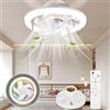 YOOHBERRYS Lampada con ventilatore, ventilatore da soffitto, piccolo, ventilatore RGB con portalampada E27, ventilatore da soffitto con illuminazione, 16 temperature di colore, timer e 3 livelli di