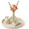 BLESWIN Vassoi decorativi Vassoio da banco da 23 cm, rotondo in silicone decorativo per mobili, vassoio per cosmetici e gioielli, per flaconi di lozione, profumi, gioielli (beige)
