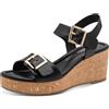 MARCO TOZZI sandalo con zeppa da donna morbido plantare Feel Me fodera interna morbida alla moda, nero (BLACK), 40 EU