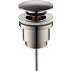 Schläfer - Piletta di scarico click-clack in Ottone effetto inox spazzolato Misure 11/4 universale con tappo tondo per Lavabo Bagno e Bidet, Tappo di Scarico 4051102 per Lavandino