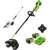 Greenworks 40V Decespugliatore a Batteria con motore Brushless, Imbracatura, Altezza Regolabile, Ampiezza Taglio 40cm, Filo Nylon 2mm, Lama 25cm + Greenworks Original Tagliabordi