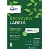 AVERY - Confezione da 6500 etichette 100% riciclate autoadesive. Personalizzabili e stampabili. Formato 38 x 21,2 mm Angoli vivi. Stampa laser e getto d'inchiostro. (LR3666-100)