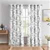 Melodieux Tende floreali lunghe 213 cm per soggiorno, grigio albicocca con stampa floreale bianca decorativa con occhielli, 132 x 213 cm, 2 pannelli