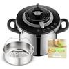 SEB Pentola a Pressione Rapida, 5-8 Persone, induzione, 4 programmi di Cottura, Cottura Rapida, Apertura e Chiusura del Coperchio con Una Sola Mano, Clipso+ Chef 8L, P4551400, Nero