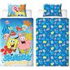 Character World Spongebob Copripiumino Singolo Ufficiale | Biancheria da letto reversibile a 2 lati con federa coordinata | Design quadrato con Spongebob, Patrick, Squidward, Mr Krabs