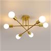 Comely Plafoniera Sputnik Moderno, 6 Luci E27 Lampadario Industriale in Metallo, Oro Lampada da Soffitto Retrò per Soggiorno Camera da Letto Cucina Ristorante