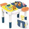 RedCrab Tavolo Multiattivita per Bambini con Contenitore, 2 in 1 Tavolino Bambini di Blocchi di Costruzione Giocattoli da Compatibili - Convertibile in Bagaglio a Rotelle