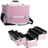 Joligrace Valigetta Trucchi Valigia Trucco CompletaValigetta per Unghie Valigetta per Cosmetici porta Trucco 6 Vassoi Beauty Case Donna Organizzatore a Gioielleria con Tracolla Professionale, Rosa