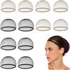 ZEXOWIJ Haarnetz-Perückenkappen aus Nylon, 12er-Set, Perückenkappen, dehnbar, elastisch, atmungsaktiv, 6 nackte beige Perückenkappen + 6 schwarze Haarnetze