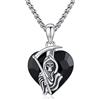 ABIGY Santa Muerte, collana in argento sterling 925 con cristalli di colore nero, da donna, con teschio, idea regalo per donne, Halloween, compleanno, Argento sterling