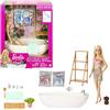 Barbie - Vasca Relax Playset con bambola e cucciolo, con coriandoli di sapone colorati e accessori, Giocattolo per Bambini 3+ Anni, HKT92