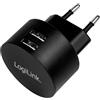 LogiLink PA0218 - Adattatore di presa USB (2 x USB-A, 10,5 W) per smartphone/tablet/MP3-MP4 Player/eBooks/Navi/ecc. con protezione da sovraccarico, scarica profonda, sovraccarico e cortocircuito,