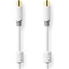 Nedis Cavo coassiale, contatti placcati oro 24 ct, doppia schermatura, nucleo in ferrite, 1,0 m, bianco, cavo coassiale per collegare un set-top box a presa coassiale a muro per segnali TV e radio