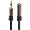 PremiumCord Cavo Di Prolunga Jack HQ da 3,5 mm, Spina Jack da 3,5 mm, Spina Stereojack Alla Presa, Cavo Prolunga Audio Per Cuffie Aux, Schermato, Connettore In Metallo, Intrecciato, M/F, 1,5 m