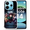 Cokitec Cover rinforzata per Xiaomi Redmi Note 14 4G Manga Demon Slayer Nero