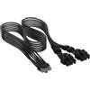CORSAIR Elite Premium Guaina Individuale cavi alimentatore di PCIe 12V-2x6 a 2x 8 Pin (6+2 Split) - Guaina in paracord a tripla maglia, compatibile con PSU 12V-2x6 - Nero