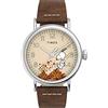 Timex Orologio Waterbury 40mm da uomo - cassa argentata con quadrante crema e cinturino in pelle marrone chiaro TW2U86200