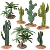 AENIMELY Set di figure di animali realistici con albero e pianta - Baobab in miniatura, cactus, palma, cicadee - micro decorazione paesaggistica per diorama, paesaggio sabbiera, espositore di bonsai