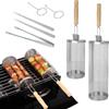 LIAILA Cestello Rotolabile per Barbecue 7 Pezzi,Acciaio Inox 304 con Manico Rimovibile,Kit Barbecue e Accessori barbecue per Verdure Carne Pesce,Griglia per Barbecue BBQ Esterno Campeggio Cucina,Regalo Uomo
