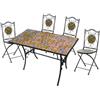 LBSIGN Set Da Pranzo Tavolo Maioliche Rettangolare 120x80 Con 4 Sedie Pieghevoli Kos