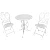 LBSIGN Set Bistrot Da Giardino Tavolo 60 Cm E 2 Sedie Pieghevoli In Ferro Sanremo Bianco