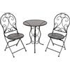 LBSIGN Set Bistrot Da Giardino Tavolo 60 Cm E 2 Sedie Pieghevoli In Ferro Sanremo Nero