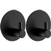 Drenky Ganci Adesivi Bagno 2 Pezzi, Ganci Adesivi Senza Forare Gancio Adesivo Cucina In Acciaio Inox Appendi Porta Asciugamani Base rotonda Con Tampone Adesivo Ideale Per Cucine, Bagni, Uffici (Nero)