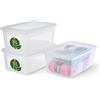 Iris Ohyama, Contenitore Multiuso, 11 L, Confezione da 3, 100% Plastica Riciclata, Chiusura Facile, Impilabile, in Plastica Trasparente, per Armadi, Scaffali, Organizzazione, MCB-11