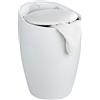 Wenko Portabiancheria e sgabello da bagno Candy bianco - collettore de lavanderia, ABS, 36 x 50.5 x 36 cm, Bianco