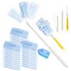 LIAILA Set da 32 pezzi compatibile con per Swiffer duster, e per Swiffer panni catturapolvere blu (30 panni + 1 manico lungo + 1 manico corto),per piumini 360° di peli animali, polvere e allergeni
