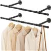 YheenLf 90 cm Barra Appendiabiti da Parete, Nero Attaccapanni, 2 Pezzo | Bastone Armadio Appendiabiti,Attaccapanni da Muro per Tubo,Porta Abiti da Camera Resistente per Camere da Letto