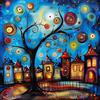 EOBROMD 5D Diamond Painting Kit Completo Cielo Stellato, Paesaggio Urbano Pittura Diamante FAI DA TE, Diamond Painting Adulti, Strass Ricamo a Punto Croce Painting per Decorazione Casa 30x30cm