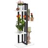 Relaxdays Scaffale Portavasi, 4 Ripiani Quadrati, Mobile Portafiori Metallo, 93x42,5x22,5 cm, Tavolino per Vasi, Bianco