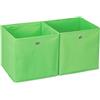 Relaxdays Set da 2 Cestini Porta-Oggetti , Quadrati, per lo Scaffale, Scatole a Forma di Cubo, 30x30x30 cm, Verde