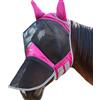 Harrison Howard CareMaster Pro Maschera luminosa contro le mosche per cavalli, ampio spazio per gli occhi, naso lungo, copri orecchie, protezione UV per cavalli, rosa fenicottero, taglia M, cavallino