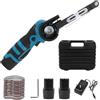 TECKZOON Rettificatrice a nastro, con 15 nastri abrasivi (grana 80-1000), 2 batterie + caricabatterie, batteria agli ioni di litio da 16,8 V, 7000 giri/min, mini smerigliatrice per legno, metallo e superfici