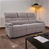 LIBEROSHOPPING Divano Relax 3 Posti L190 Reclinabile Manuale in Tessuto Tortora SOAVE