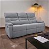 LIBEROSHOPPING Divano Relax 3 Posti L190 Reclinabile Manuale in Tessuto Grigio SOAVE