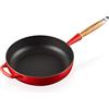 LE CREUSET Padella Evolution con manico in legno in ghisa vetrificata, diameter 28 cm, Ciliegia, 20259280600422