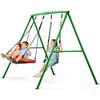 VEVOR Altalena da Giardino Telaio in Metallo a Forma di A per Bambini da Giardino Seduta Doppia Carico max 199,6 kg, Altalena da Esterno Cortile Parco Gioco per Bambini con Ancoraggi a Terra