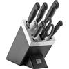 ZWILLING Four Star ceppo coltelli da cucina autoaffilante 7 pezzi, acciaio speciale inox, nero, Made in Germany